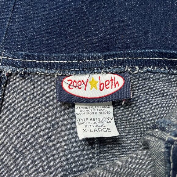 ☆ Vintage 90s Y2K Zoey Beth Denim Maxi Western Boho Skirt XL Distressed Fringe ☆ - Picture 7 of 8